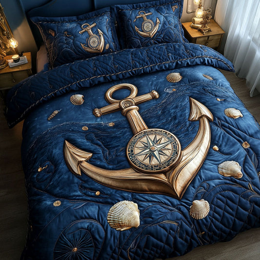 Golden Compass 3-Piece Quilted Bedding Set NCU0NNT321