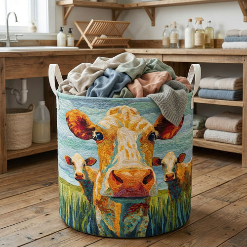 Golden Cow Field Quilted Laundry Basket NCU0NNT3052