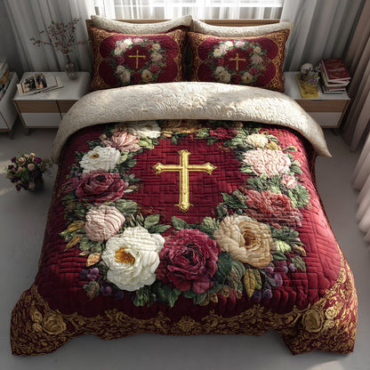 Golden Cross 3-Piece Quilted Bedding Set NCU0HNH402
