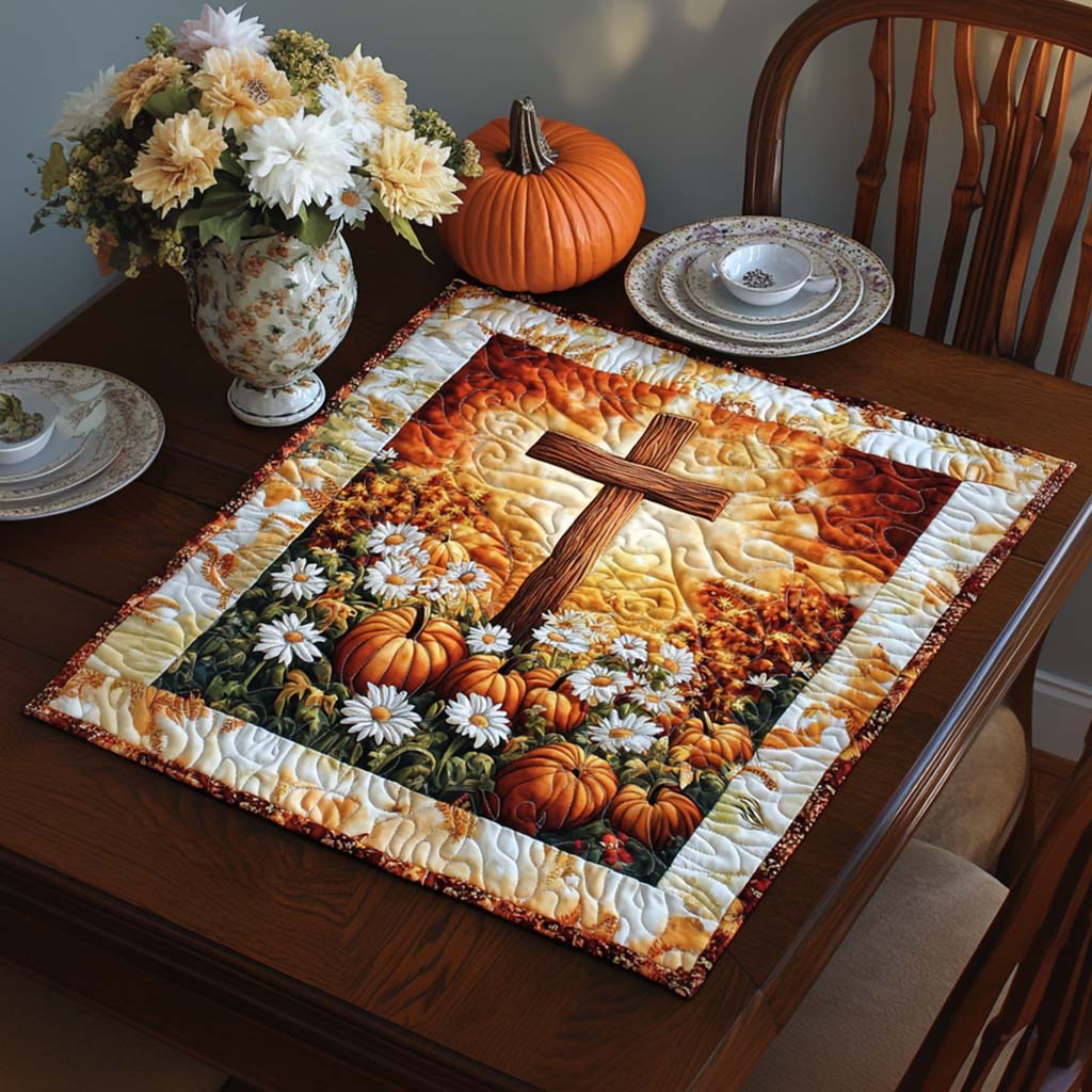 Golden Cross Path Quilted Table Topper NCU0NNT1446