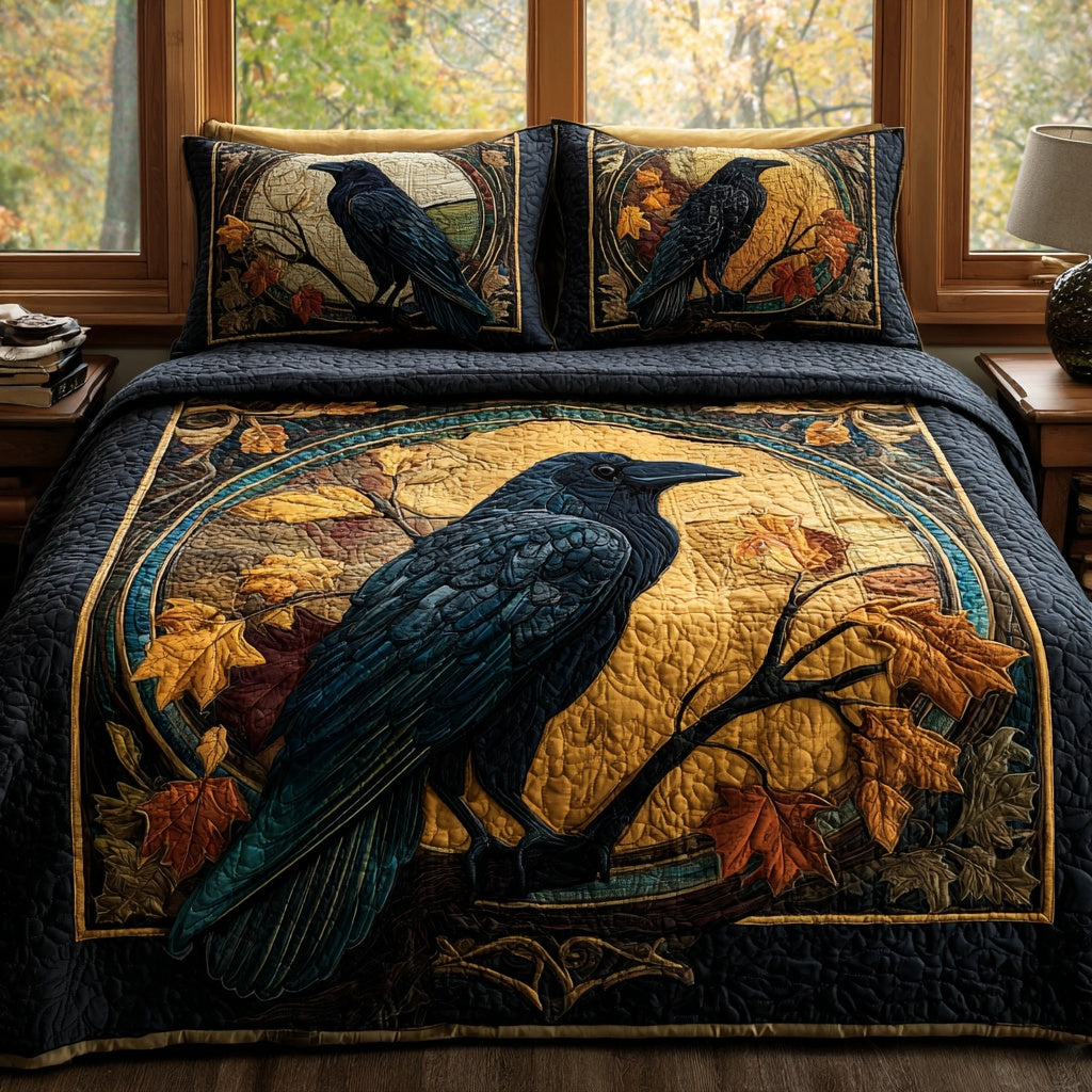Golden Crow 3-Piece Quilted Bedding Set NCU0PVL918