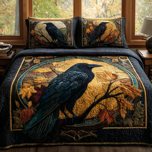 Golden Crow 3-Piece Quilted Bedding Set NCU0PVL918