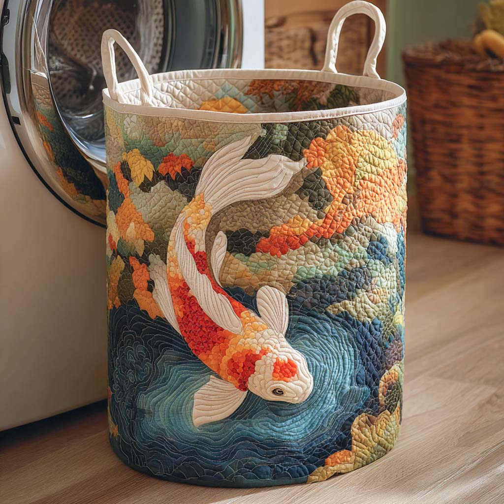 Golden Dawn Koi Quilted Laundry Basket NCU0NXD359