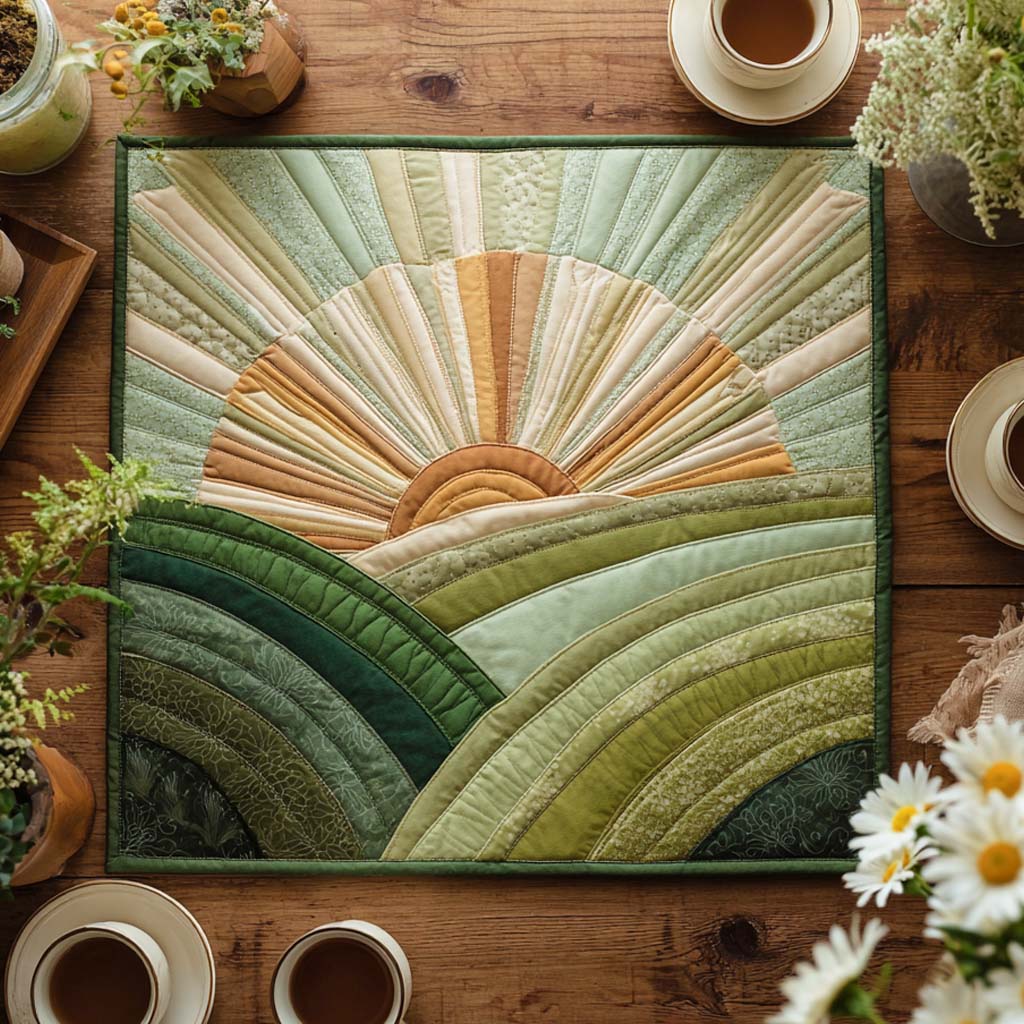 Golden Dawn Vista Quilted Table Topper NCU0NXD077