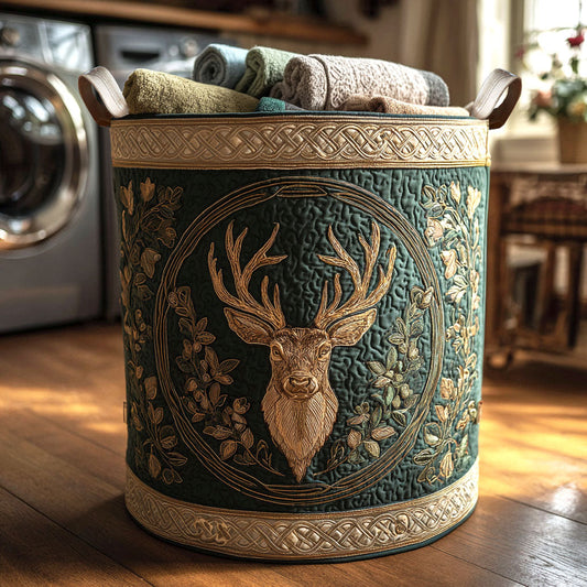 Golden Deer Realm Quilted Laundry Basket NCU0NTV494