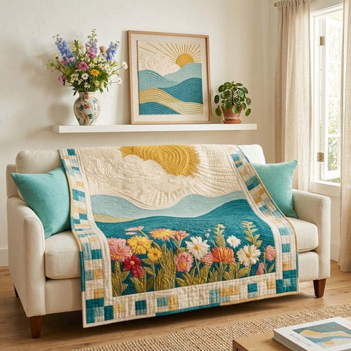Golden Desert Solstice Quilted Blanket NCU0DQQ0597