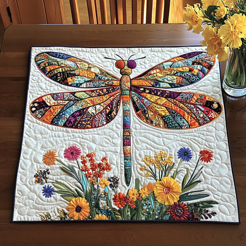 Golden Dragonfly Quilted Table Topper NCU0DDK584