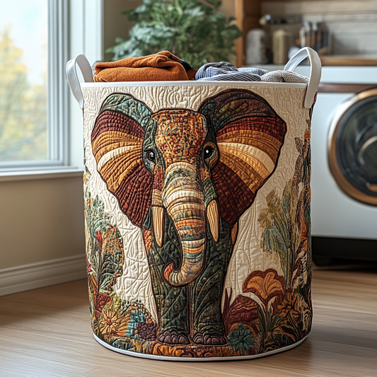 Golden Elephant Quilted Laundry Basket NCU0DDK615