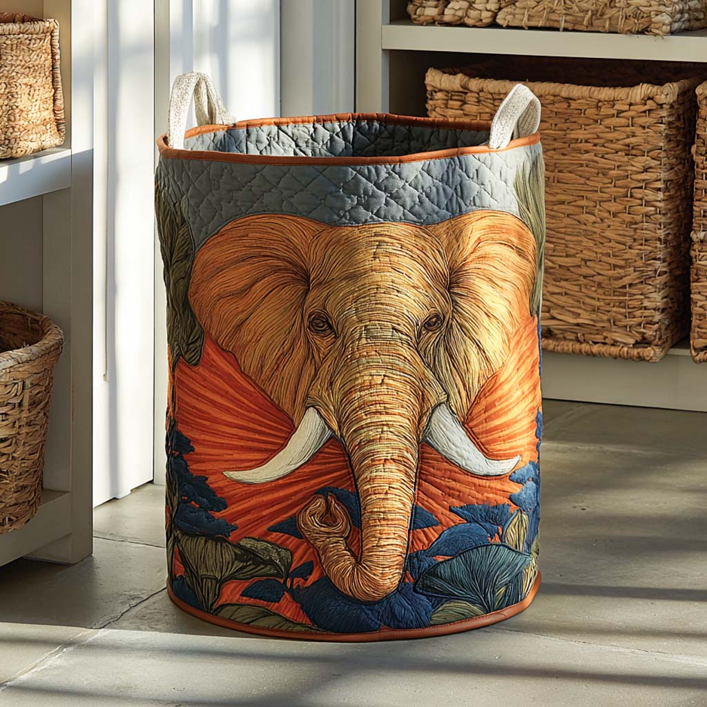 Golden Elephant Quilted Laundry Basket NCU0NXD403