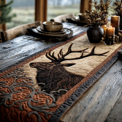 Golden Elk Quilted Table Runner NCU0DV1150