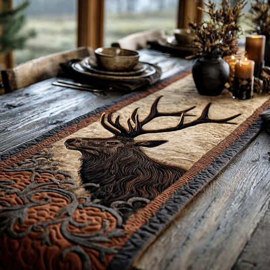 Golden Elk Quilted Table Runner NCU0DV1150