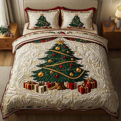 Golden Evergreen 3-Piece Quilted Bedding Set NCU0DQQ014