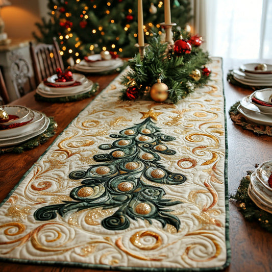 Golden Evergreen Quilted Table Runner NCU0DV880