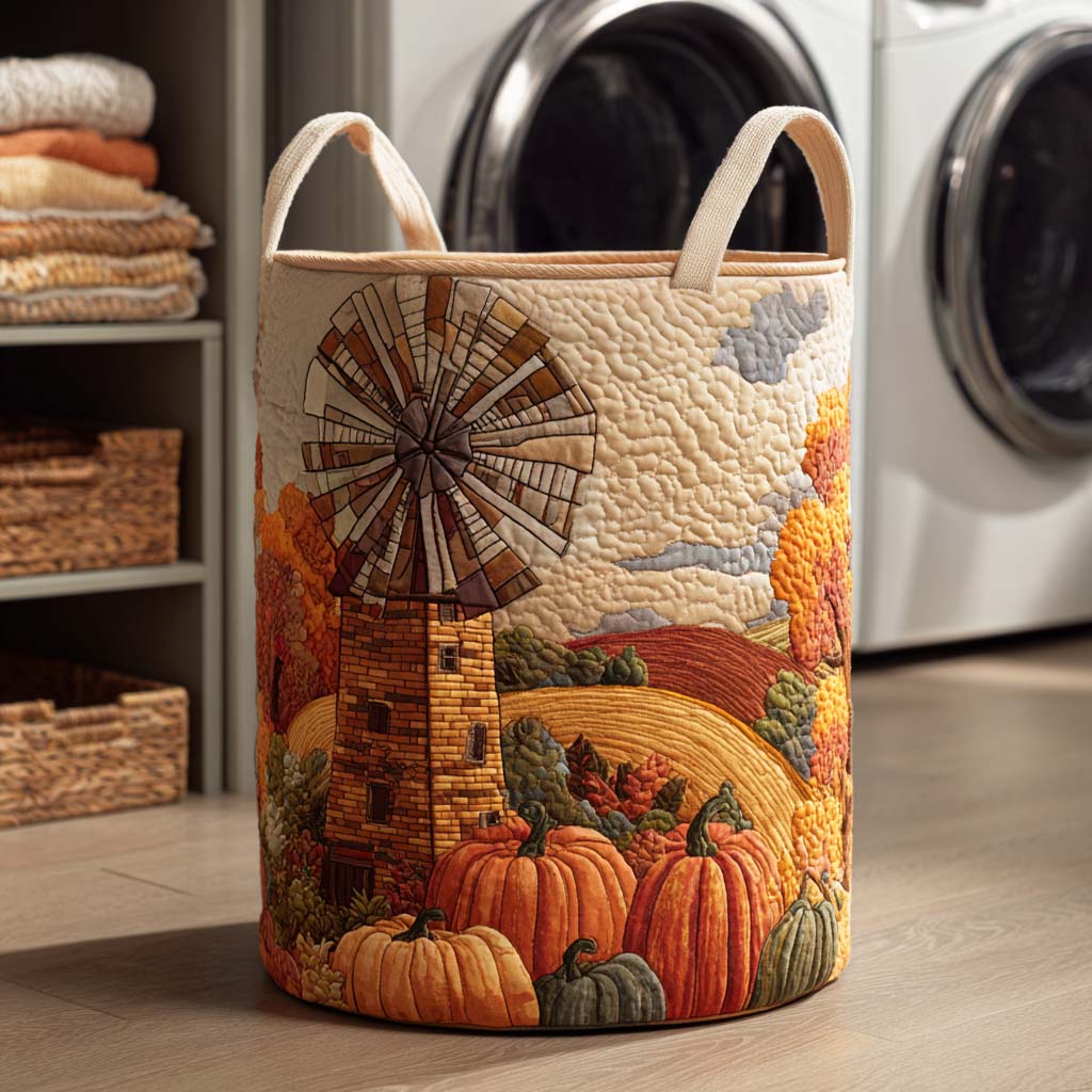 Golden Fall Vibes Quilted Laundry Basket NCU0NTD033