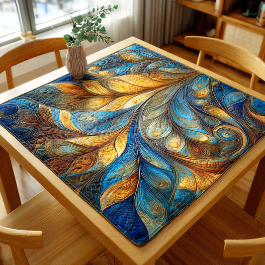 Golden Feather Quilted Table Topper NCU0NTD289
