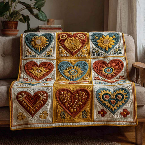 Golden Folklove Quilted Blanket NCU0NXD1253