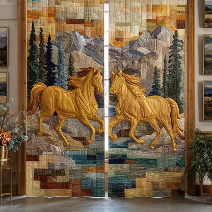 Golden Forest Run Quilted Curtains NCU0NXD1348
