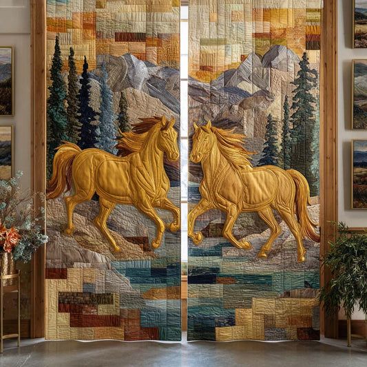 Golden Forest Run Quilted Curtains NCU0NXD1348