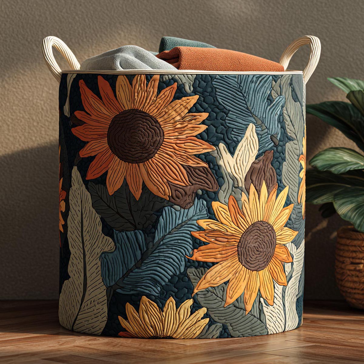 Golden Garden Quilted Laundry Basket NCU0DV1761