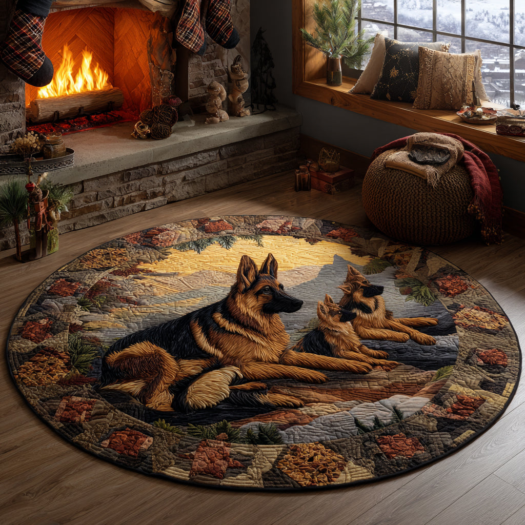 Golden German Shepherd Fields Quilted Round Mat NCU0DV1115