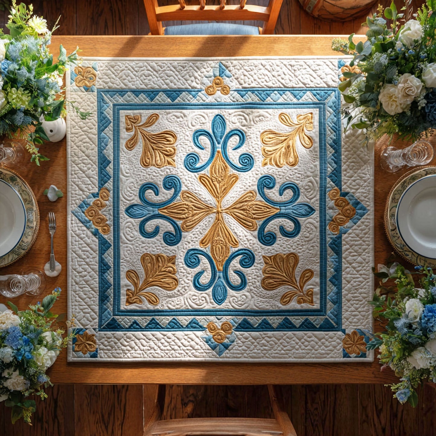 Golden Grace Quilted Table Topper NCU0PTT819