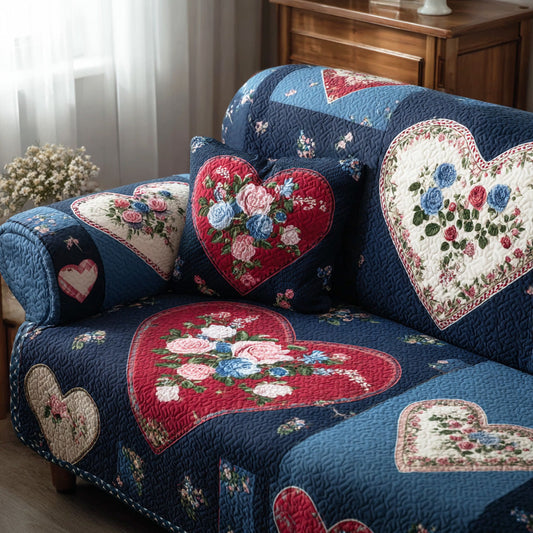 Golden Heart Quilted Sofa Cover NCU0NTD1257