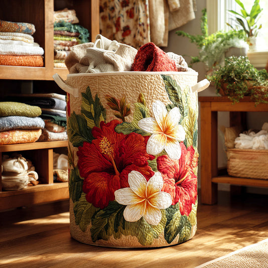 Golden Hibiscus Quilted Laundry Basket NCU0NTV161