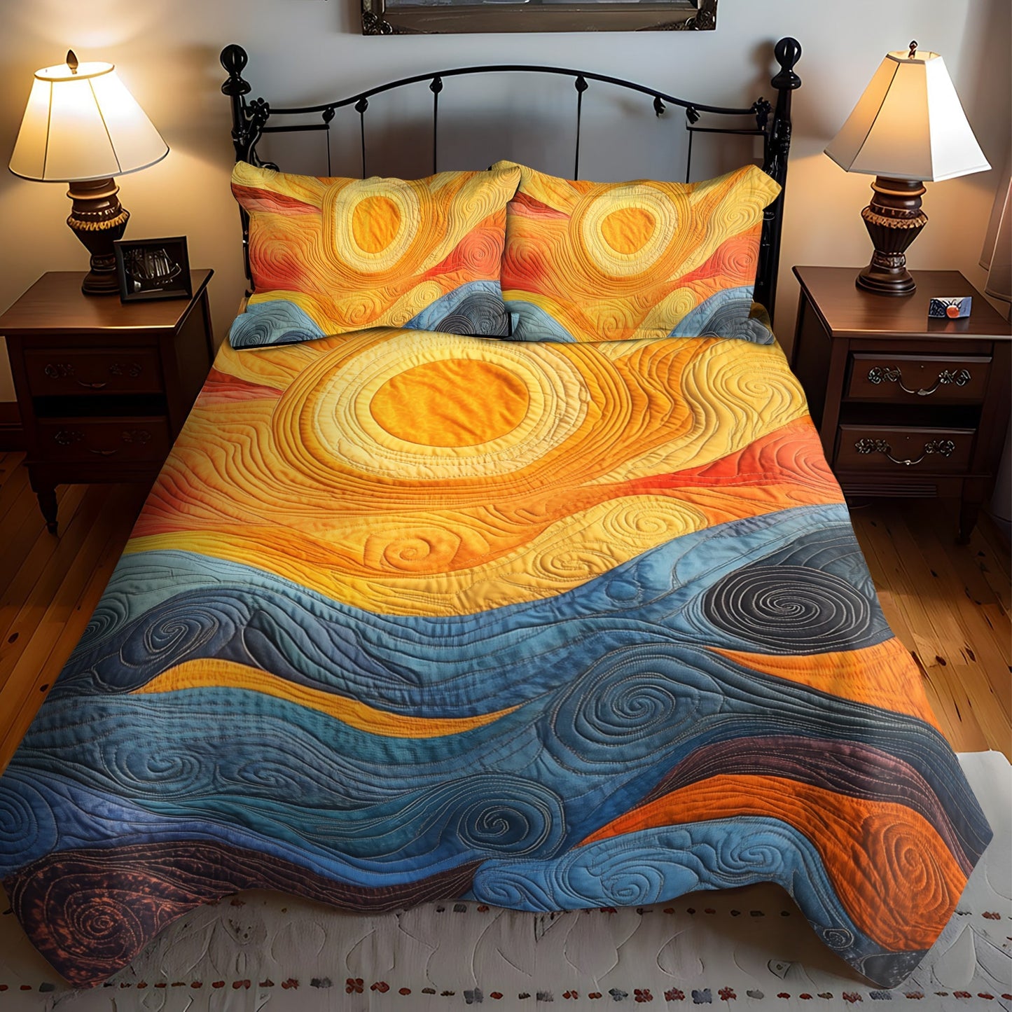 Golden Horizon 3-Piece Quilted Bedding Set NCU0VL776