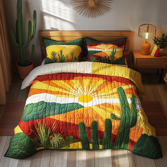 Golden Horizon Quilt 3-Piece Quilted Bedding Set NCU0PVL010