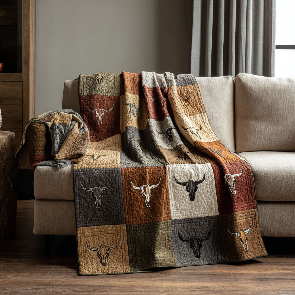 Bull Skull Quilted Blanket NCU0QN081