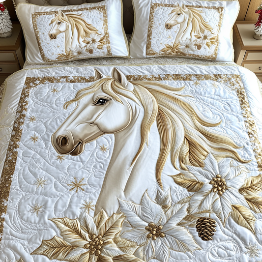 Golden Horse Charm Quilted Bedding Set NCU0DV2005