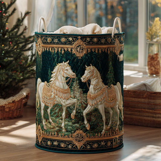Golden Horse Quilted Laundry Basket NCU0DDK1204