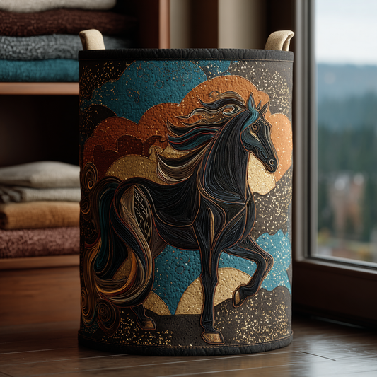 Golden Horse Quilted Laundry Basket NCU0DDK1242