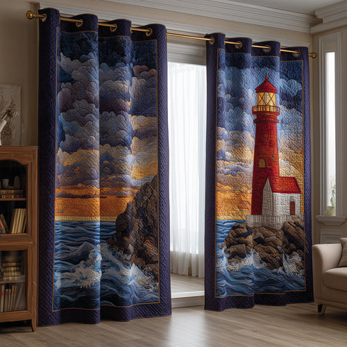 Golden Hour Lighthouse Quilted Curtains NCU0TH3888