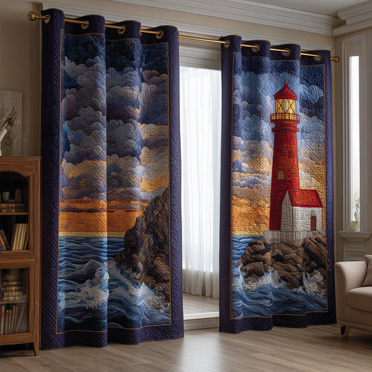 Golden Hour Lighthouse Quilted Curtains NCU0TH3888