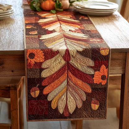 Golden Leaf Pathway Quilted Table Runner NCU0NXD516