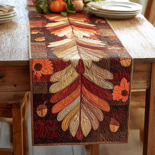 Golden Leaf Pathway Quilted Table Runner NCU0NXD516