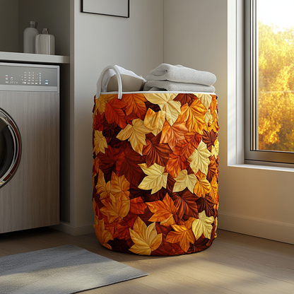 Golden Leaves Quilted Laundry Basket NCU0DDK984