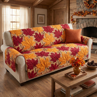 Golden Leaves Quilted Sofa Cover NCU0NTD1999