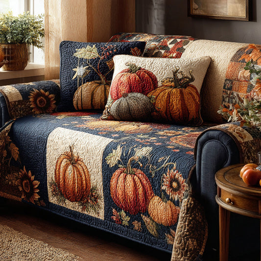 Golden Leaves Quilted Sofa Cover NCU0PTT3209