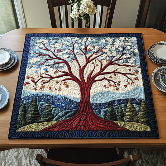 Golden Leaves Quilted Table Topper NCU0DDK647