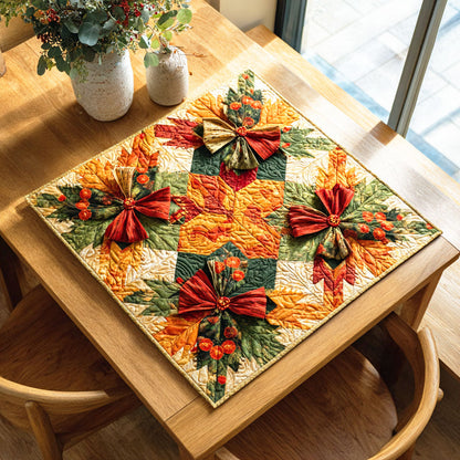 Golden Leaves Quilted Table Topper NCU0NTD335