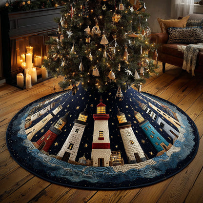 Golden Lighthouse Christmas Quilted Tree Skirt NCU0DDK2062