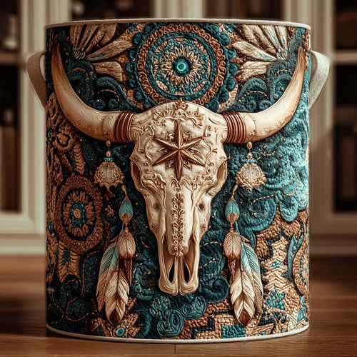 Golden Longhorn Quilted Laundry Basket NCU0DQQ0119