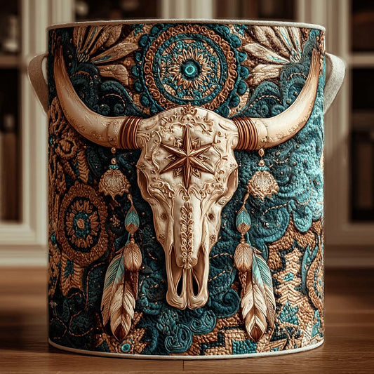 Golden Longhorn Quilted Laundry Basket NCU0DQQ0119