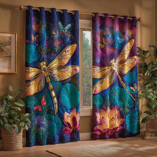 Golden Lotus Flight Quilted Curtains NCU0NXD868
