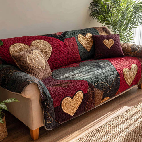 Golden Love Quilted Sofa Cover NCU0NXD1330