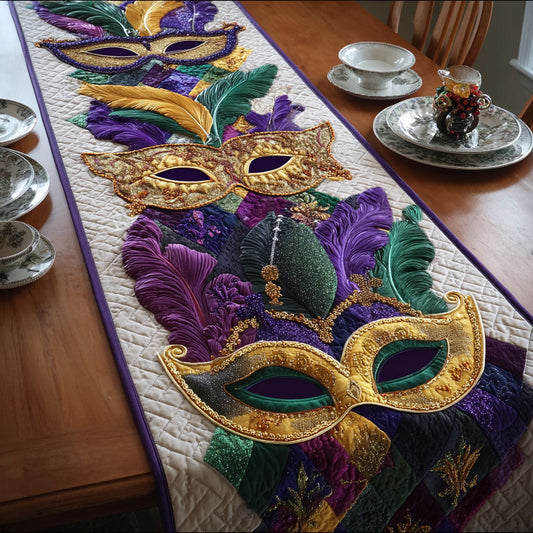 Golden Masquerade Quilted Table Runner NCU0PTT2532