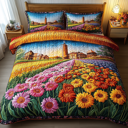 Golden Meadow 3-Piece Quilted Bedding Set NCU0PVL127