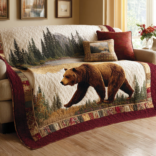 Golden Meadow Bear Quilted Blanket NCU0LDH753